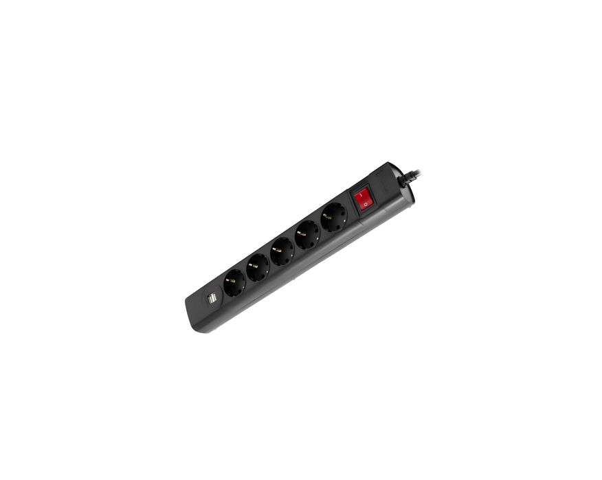 | Сетевой фильтр 3  m 5 розетки+ 2 USB (2,1A)  HuntKey (черный)