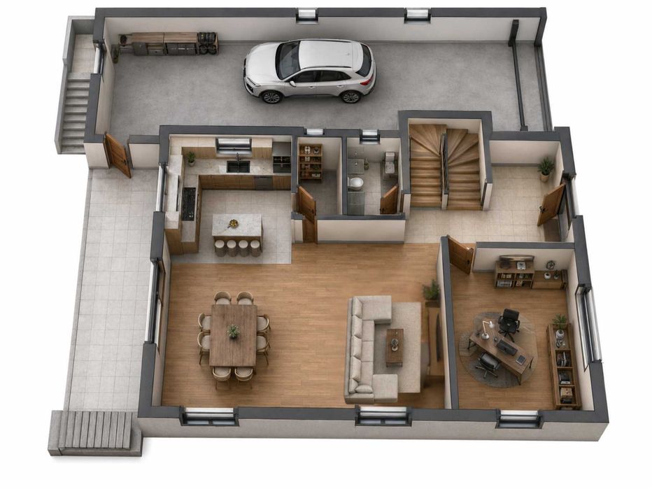 Casa Individuala Moderna 320 mp~teren 620mp~Mansardă Gaming~DEMISOL SPA~7-9 km centru CJ~Posibilitate de Personalizare