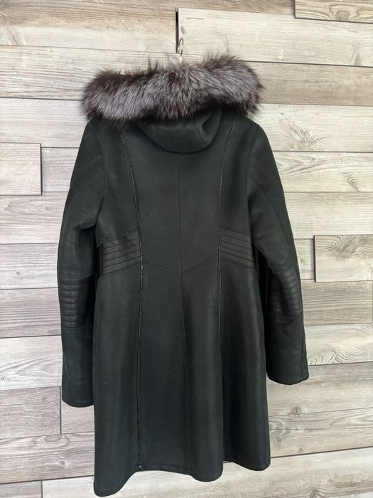 Haina piele naturala si blana naturala vulpe argintie ENSTEVA marimea 3XL