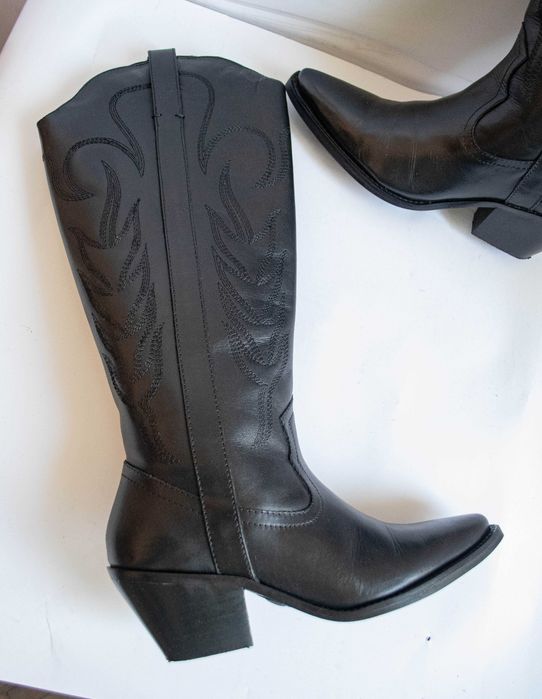 Cizme negre western cowboy piele naturala full marime 36