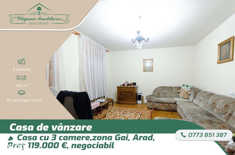 Casa cu 3 camere si teren de 572 m2, zona Gai, Arad