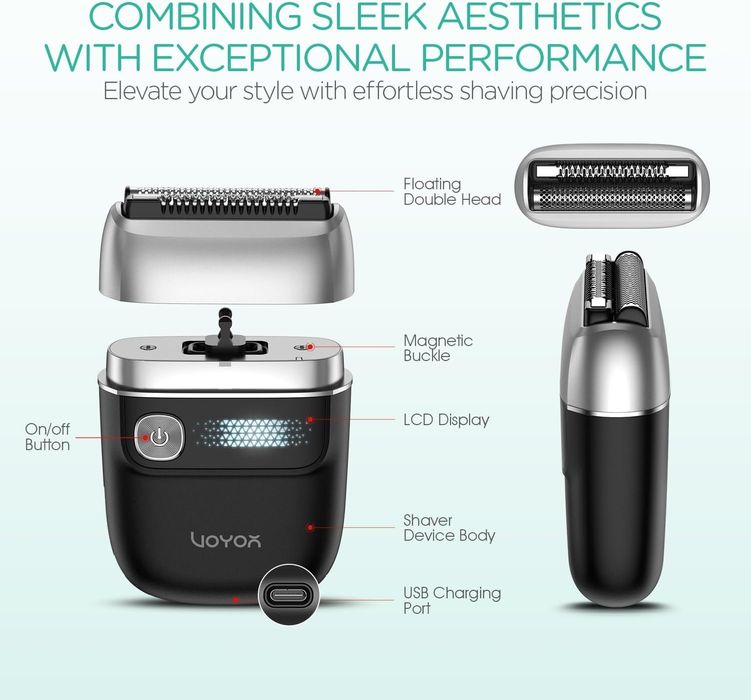 Безжична електрическа самобръсначка 2в1 с тример, 15 дни батерия