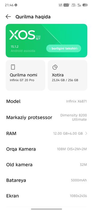 Kafolati bn infinixs Gt 20 pro