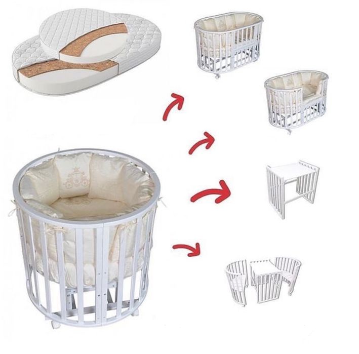 Детская кроватка трансформер с маятником