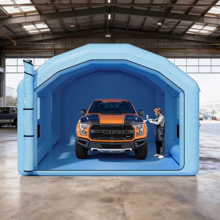 НЕМСКА Премиум Надуваема Бояджийска Кабина VEVOR (10 x 6 x 4 m) с Извит Покрив + ЛЕД ФЕНЕР