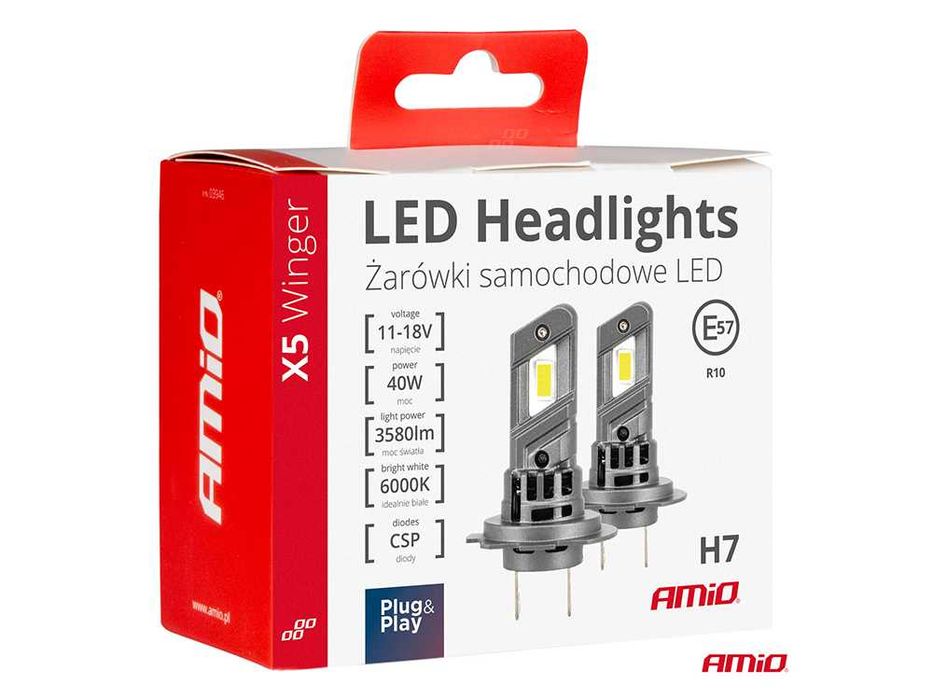 LED крушки H7 AMIO Winger X5 серия Лед крушка Canbus 40W, 6000K