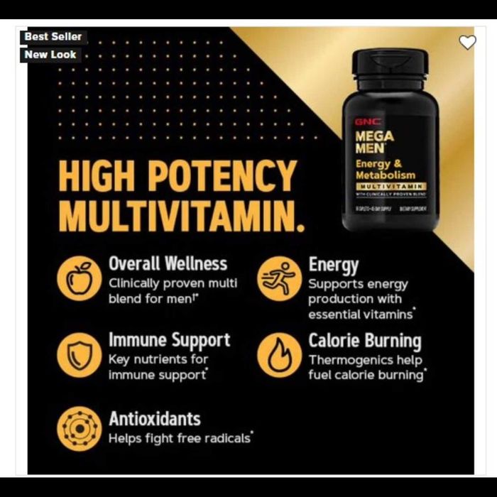 Мега Мен GNC Mega Men Energy and Metabolism Multivitamin 180 шт