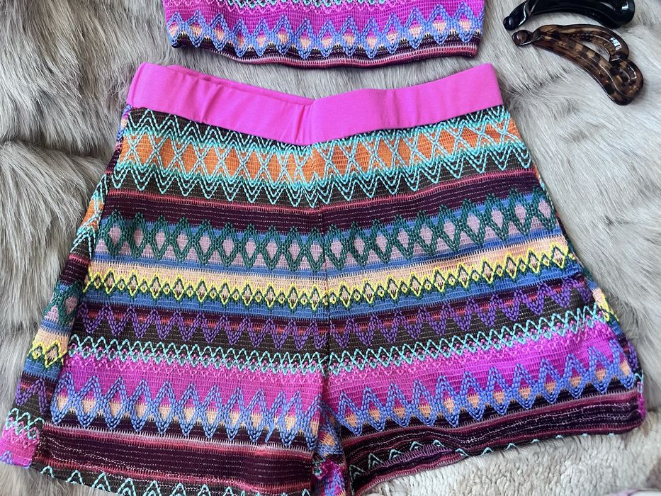 Дамски плетен комплект бохо с подарък две шноли за коса