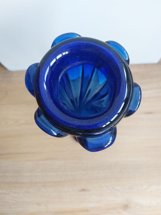 Accesoriu decorațiune înfrumusețare sticla hand made 1960 cobalt