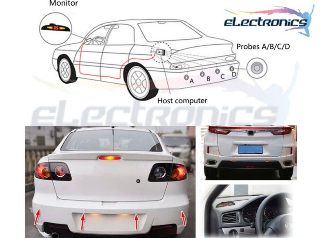 Парктроник система за автомобил OEM с 4 датчика LCD дисплей и звук гр ...