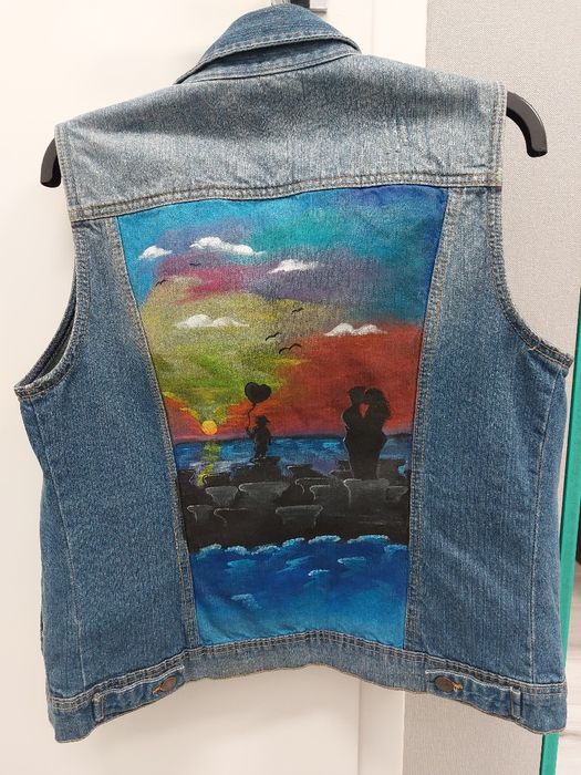 Veste Denim pictata manual Bershka