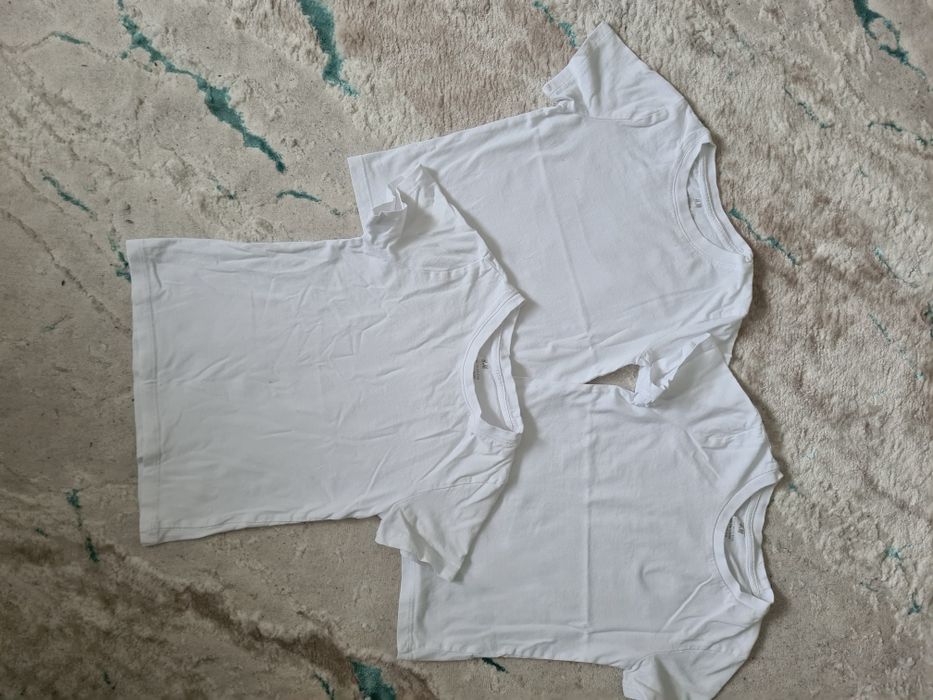 Lot 5 tricouri albe, H&M, Tex, marimea 116