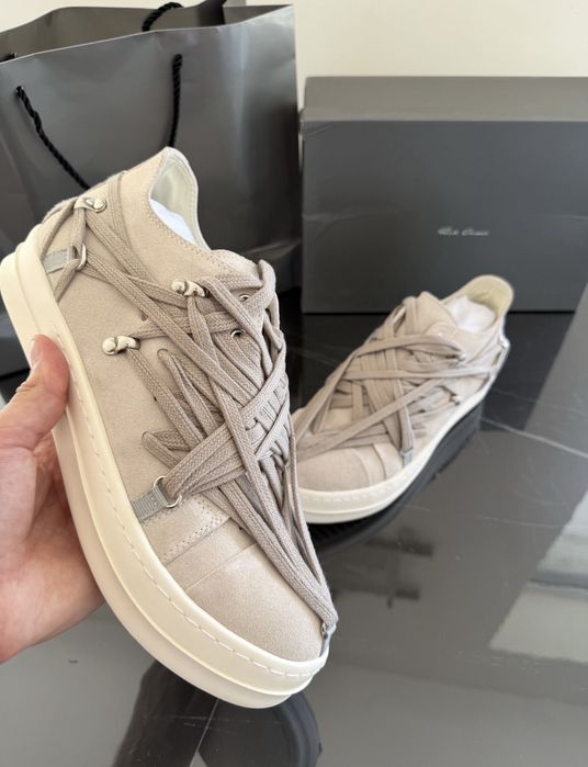 Rick Owens Hollywood megalace suede sneakers