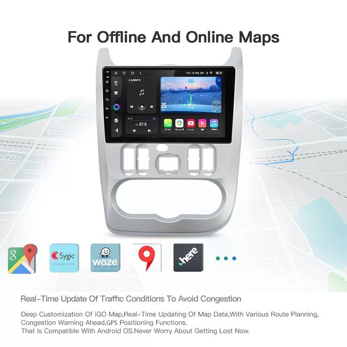 Navigatie Android Dacia Duster,Sandero,Logan cu rama.