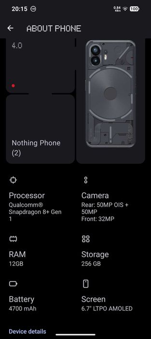 Vand Nothing Phone (2) - 256GB - 12 GB RAM - Snapdragon 8+ Gen1 - Husa/Folie inclusa