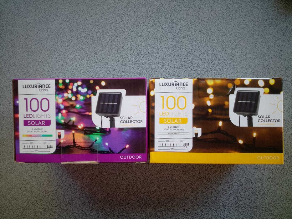 Instalatie solara pentru exterior,100 led-uri, alb cald sau multicolor