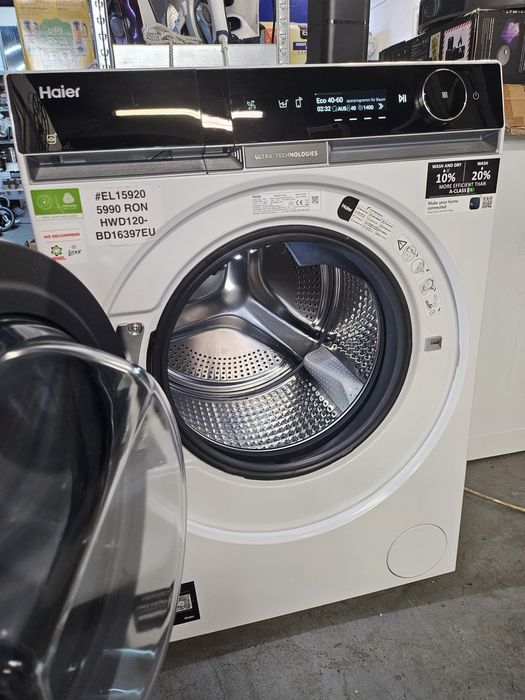 Mașină de spălat 12 kg cu uscător cu pompa de caldura integrat Haier HWD120-BD16397EU
