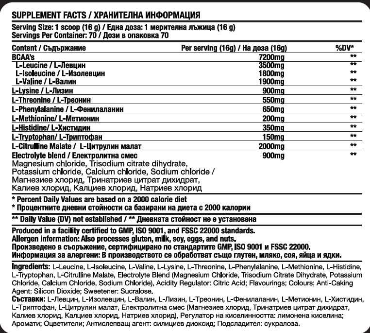 Fitholic Professional Pro Charge EAA Essential Amino Acids | 1120 гр