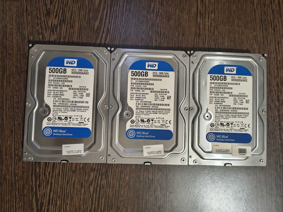 3 x HDD Western Digital (WD) Blue de 500 GB