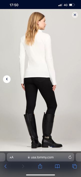 Белый Лонгслив поло tommy новый оригинал