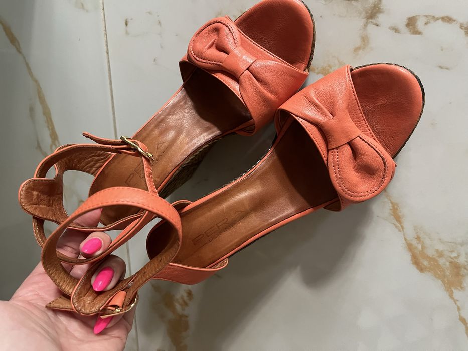 Италиански сандали платформа Pera Donna 39 като нови естествена кожа