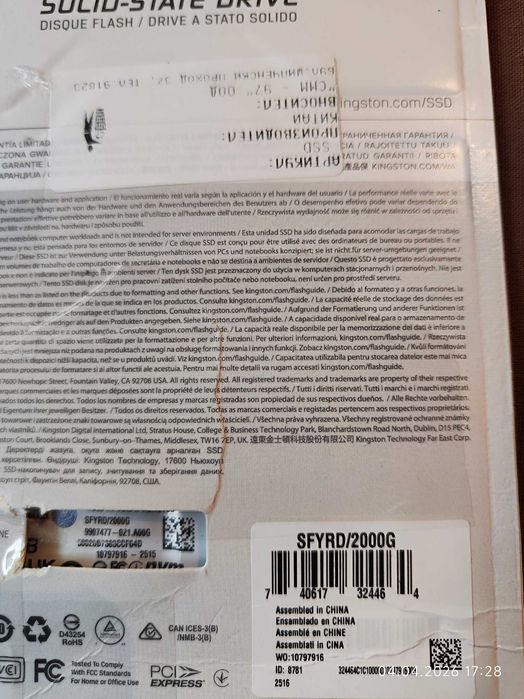 SSD 2TB Kingston Fury Renegade M.2 SFYRD/2000G