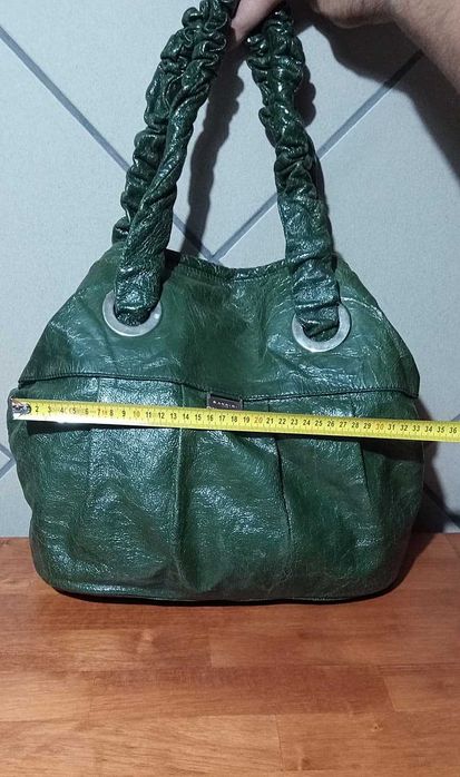 Geantă Nannini piele naturală verde oliv