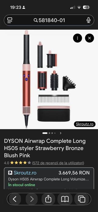Ondulator Multistyler Dyson HS05 Airwrap Complete Long Strawberry Pink