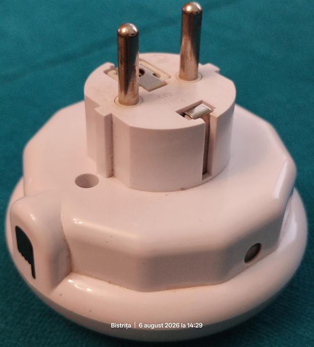 Lampă de veghe cu LED integrat, 0,54W, 5 lumeni, adaptor priză și întrerupător tactil, albă