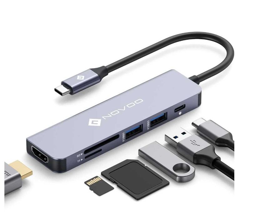 HUB USB-C NOVOO 6-in-1  4K HDMI - Macbook / Chromebook / etc