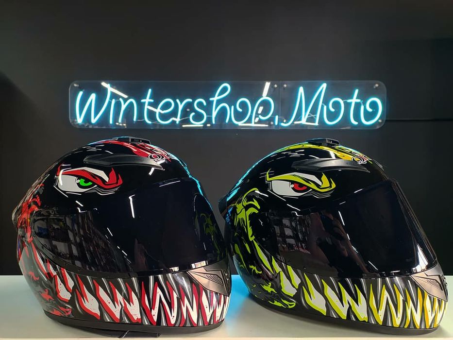 Новые, Мотошлемы Хорошего Качества! С Черным визором! Яркие расцветки!