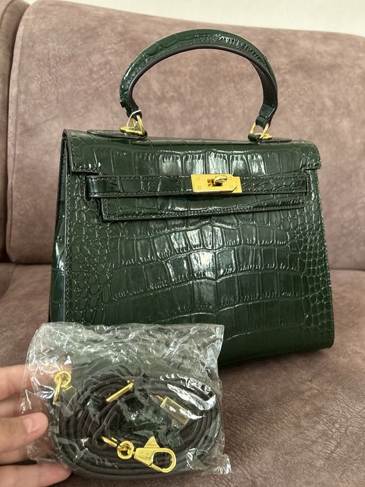 Кожа сумка, зеленый