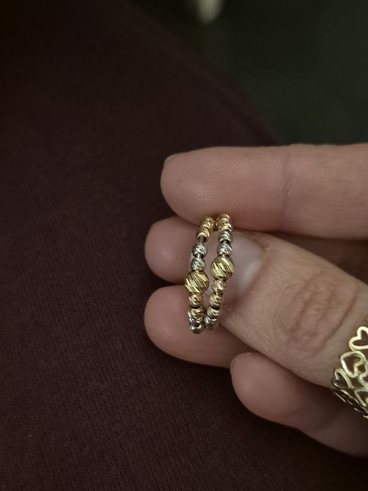 Inel aur 14k, galben, roz si alb, 1.93gr, marimea 10