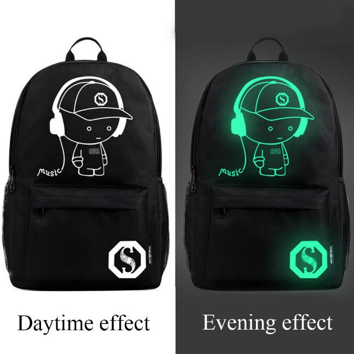 Rucsac fluorescent. Lumineaza seara! Incarcare USB. 48x29x17cm. Nou!