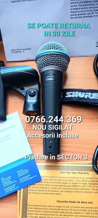 Microfon Shure BETA 58 A cu fir NOU SIGILAT profesional supercardioid