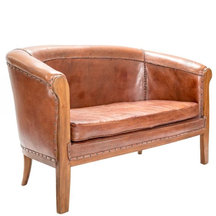 Фотьойл от тиково дърво и естествена кожа- ID ICS-251