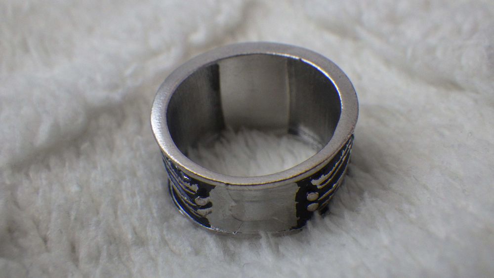 Мъжки пръстен от неръждаема стомана със синтетичен камък ахат, ръчно изработен във викингски стил