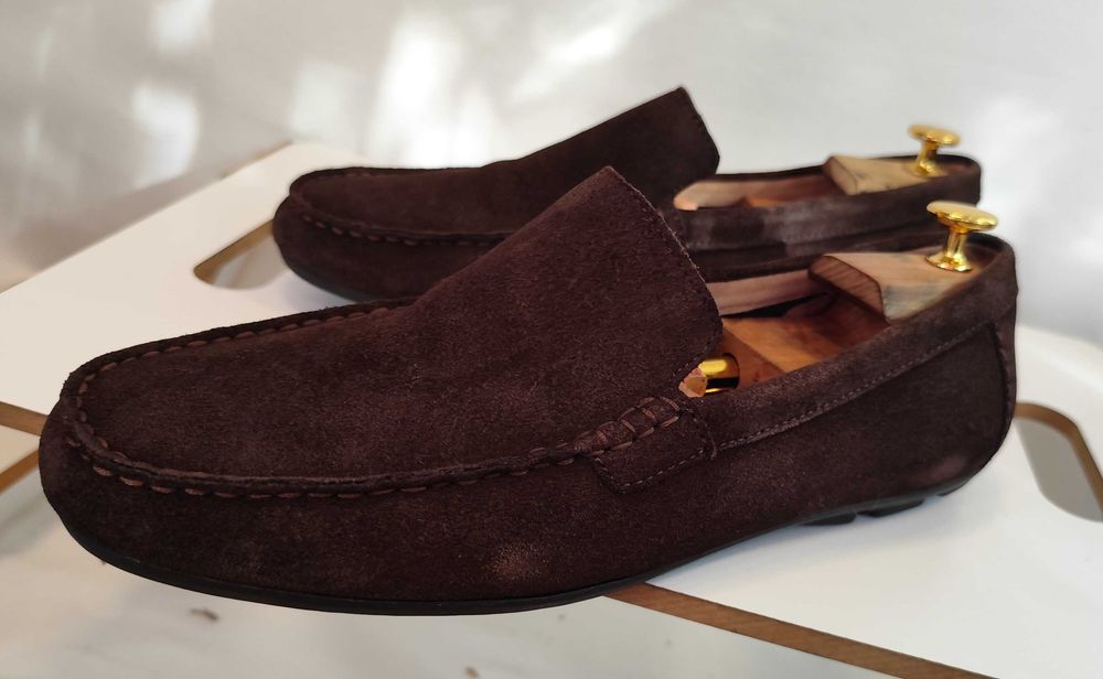 Pantofi mocasini 43 44 slip on Clarks piele naturala moale maro