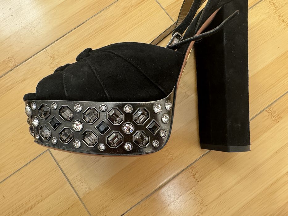 Sandale AQUAZZURA Negre cu Cristale, marime 38.5