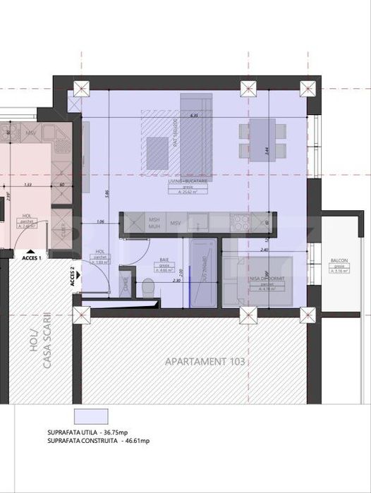 Apartament ultracentral cu 2 camere, 36.99 mp utili — fotografia 1