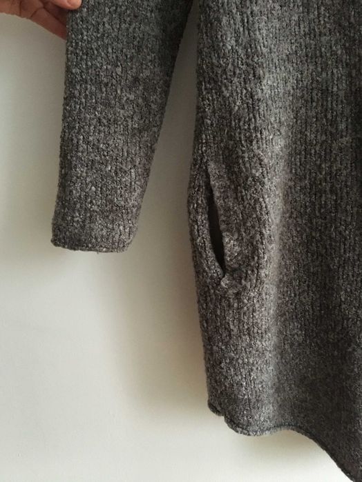 Дамско манто,марка H&M, букле, сив меланж, спортно-елегантно, размер L