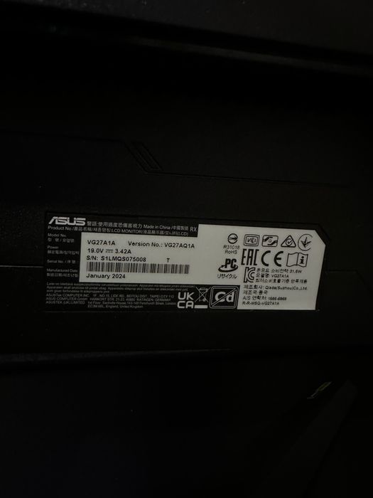 Гейминг монитор Asus - TUF Gaming VG27AQ1A, 27'', WQHD, 170Hz, 1ms