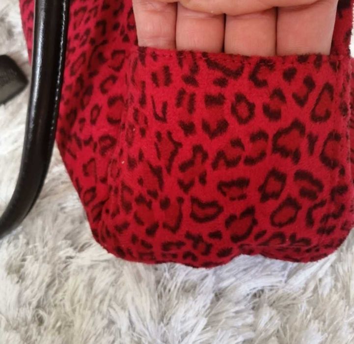 Нова Neiman Marcus Чанта Текстил Червена Леопардов Принт