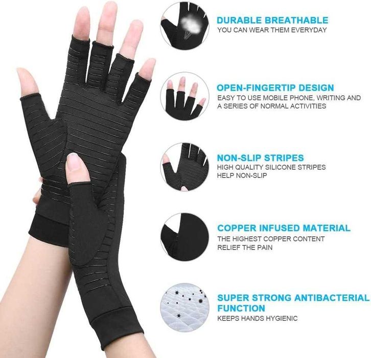 Acwoo Медни компресионни ръкавици за болки при артрит