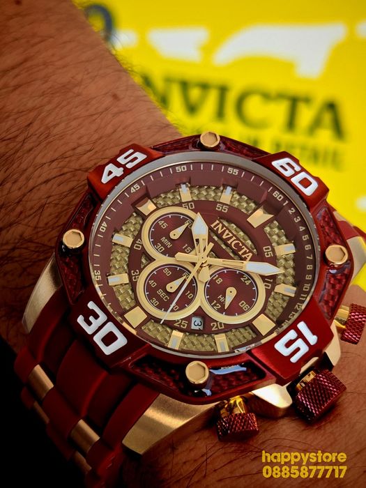 INVICTA Pro Diver Rush Red/Gold 52 mm, Инвикта нов ръчен часовник