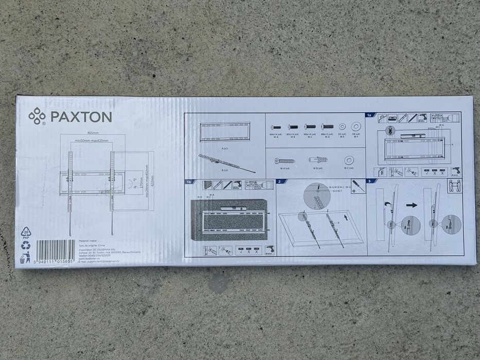 Suport TV LCD / LED, pe perete, Paxton PX 23255, reglabil, 81 - 139 cm, 35 kg, negru