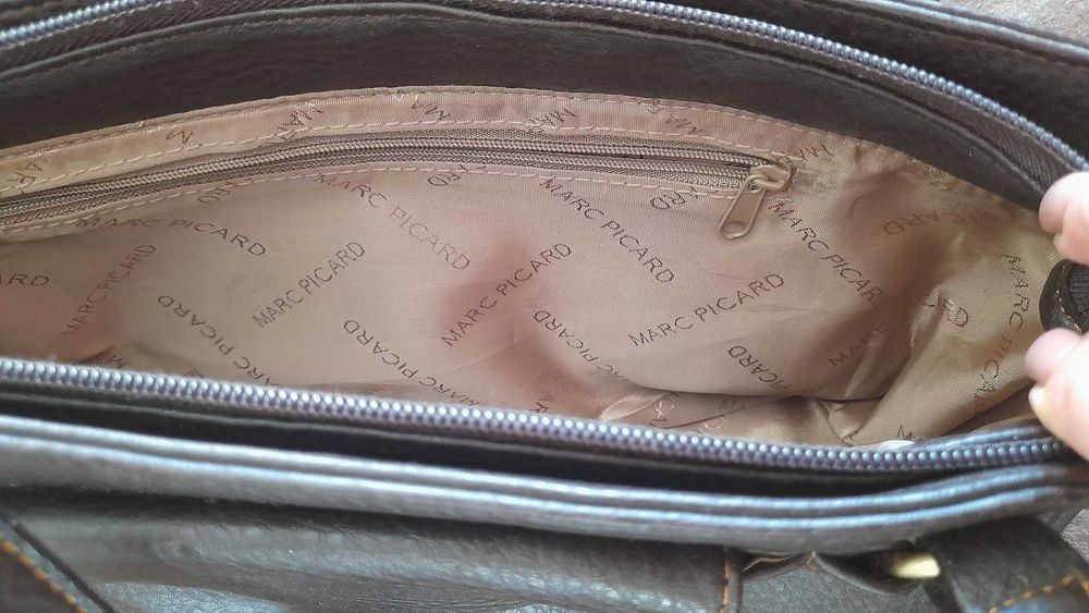 Дамска чанта Marc Picard от естествена кожа – шоколадово кафяво