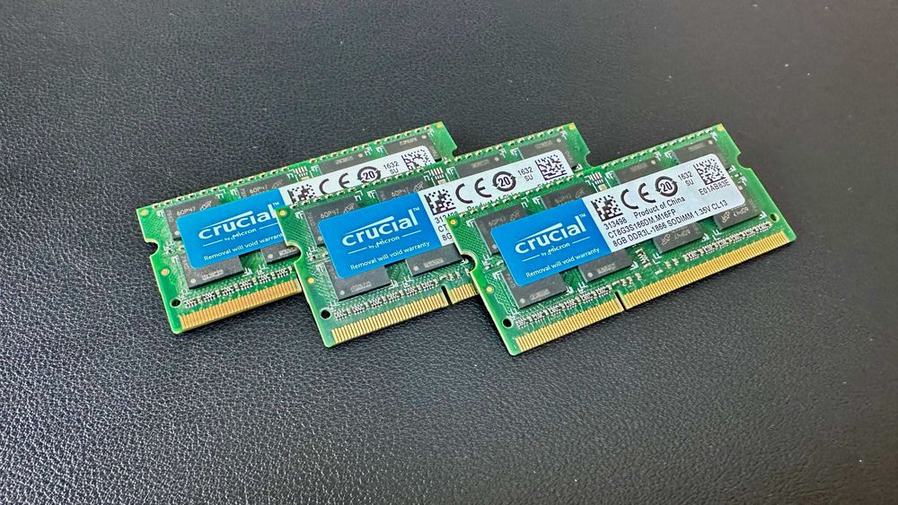Memorie RAM Laptop Crucial 8gb, DDR3, 1866MHz CL13 x 3 bucăți (24GB)