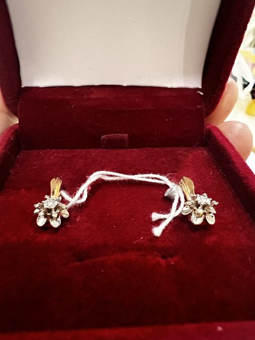 Бриллиантовые серьги Россия 585 новые