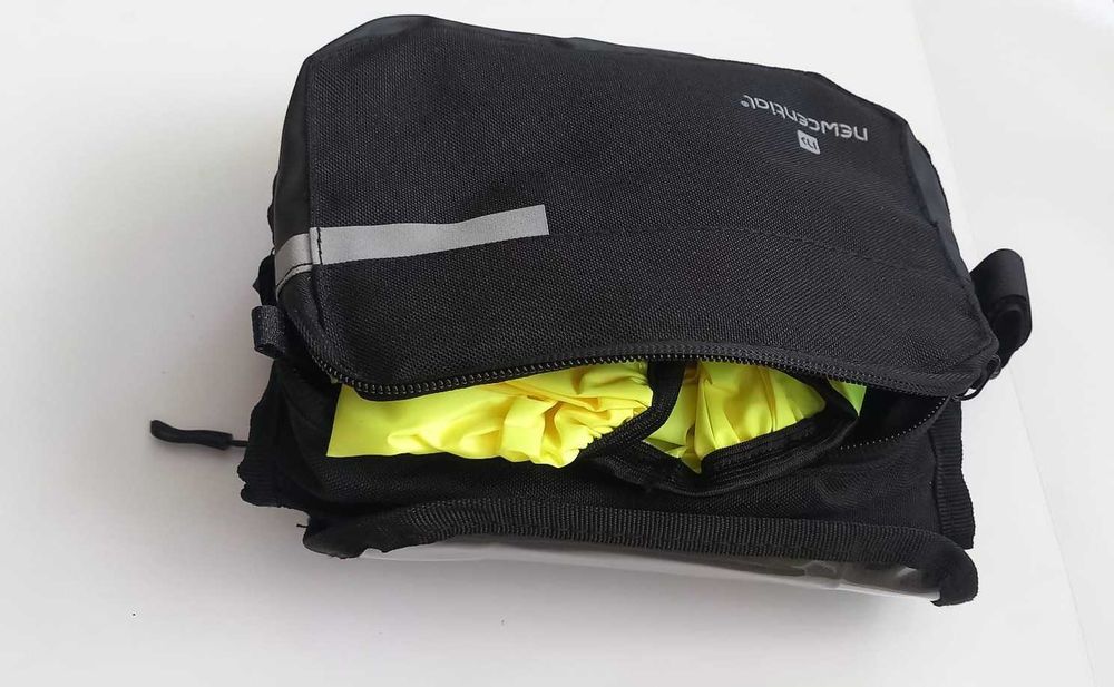 Geanta dubla pentru cadru bicicleta cu husa ploaie pentru cap